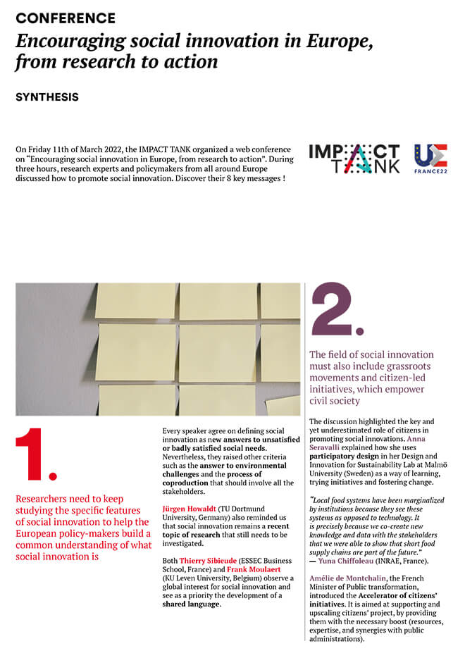 Encouraging social innovation in Europe